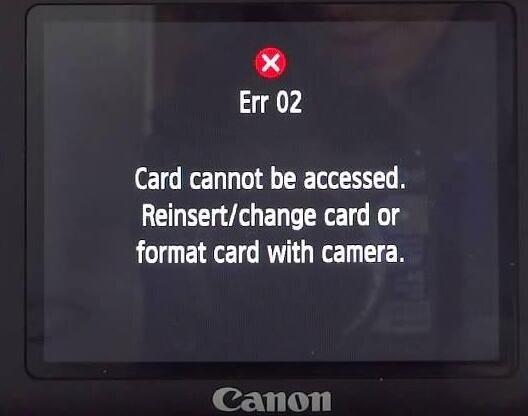 reinsert change card or format card canon