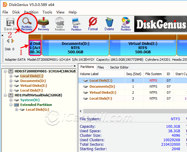 Diskgenius recover lost partition table