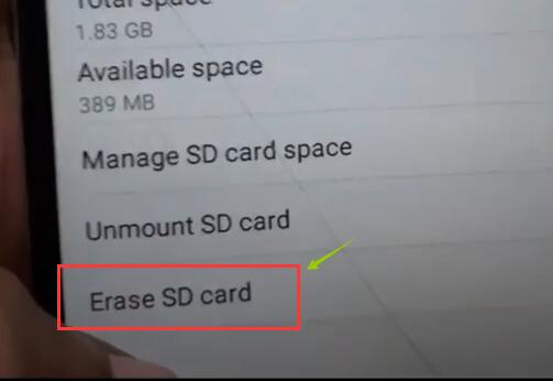 erase sd card by phone