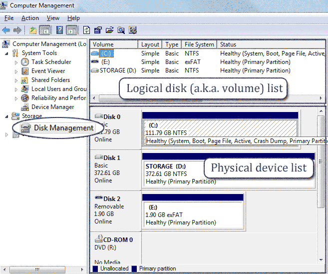 open windows 10 disk management