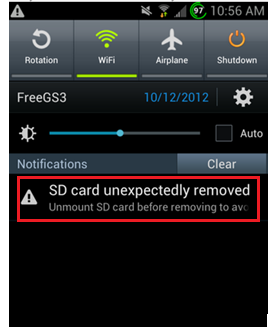 sd card unexpectly removed