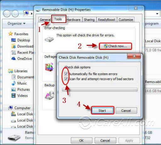 Repair sandisk with error checking