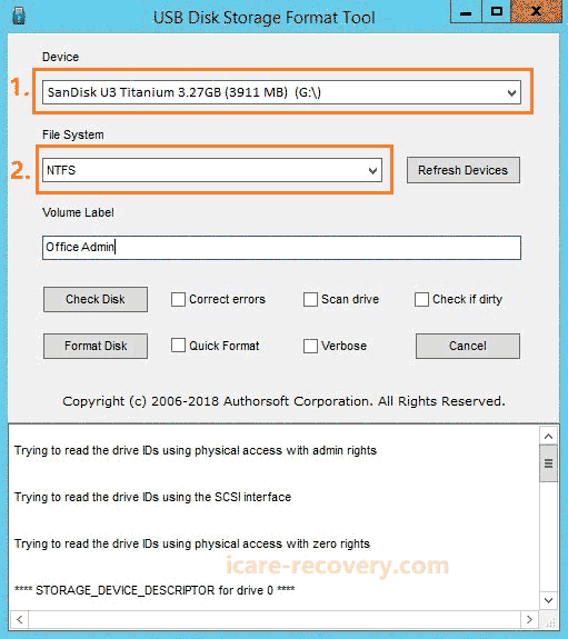 usb disk format tool