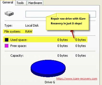 damaged media raw file system