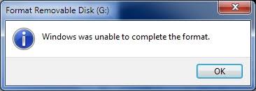 Windows was unable to complete the format sd card
