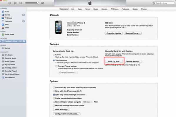 backup iphone with itunes