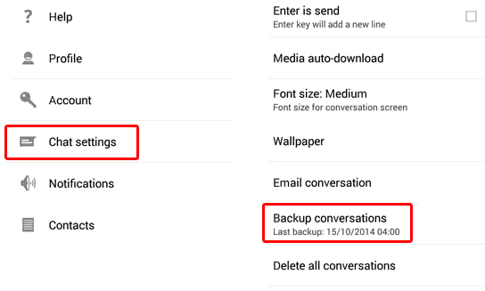 backup whatsapp android