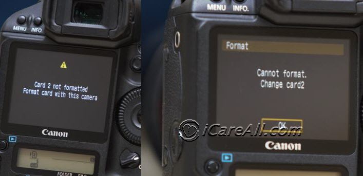 canon camera storage card not formatted