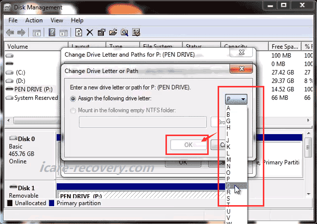 Change drive letter and path