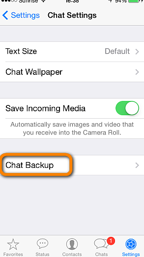 chat backup iphone