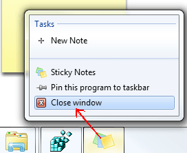 close sticky note