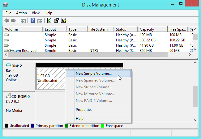 Format sd card with Disk Management