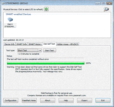 DiskCheckup software interface