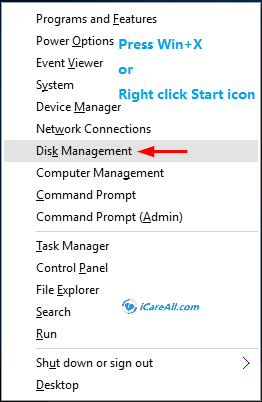 start windows disk management