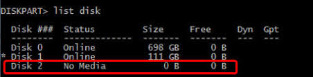 5 Free] USB No Media in Disk Management Diskpart