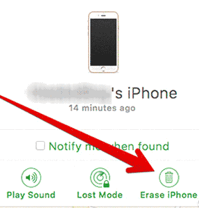 erase iphone in icloud