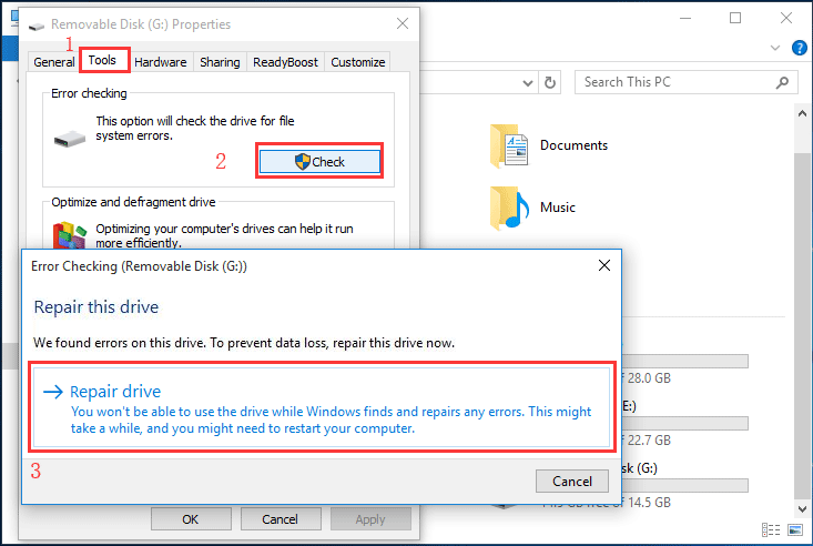 error checking windows 10