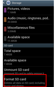 format sd card on mobile