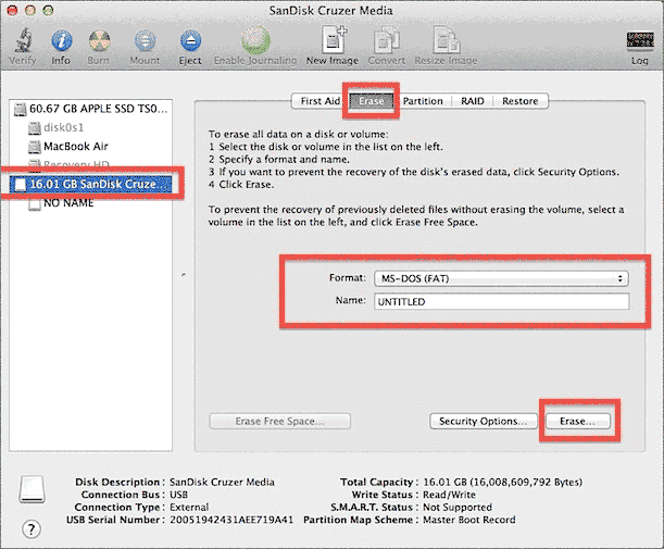 3 Format USB Flash or SD Card FAT32 on Mac