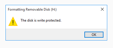 Format disk failed write protected
