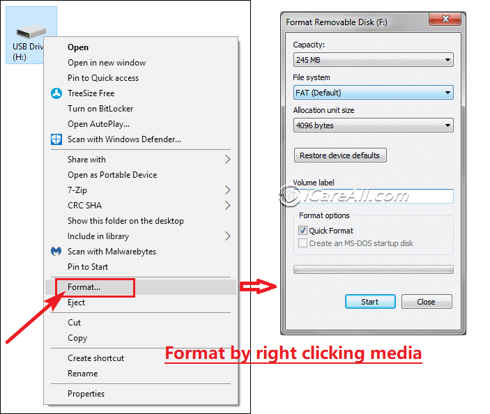 format raw usb