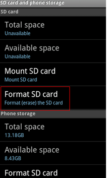 foramt blank sd card with phone