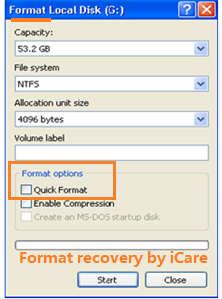 format recovery storage windows 7