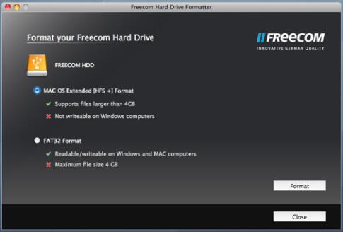 format disk fat32 with freecom hard drive formatter