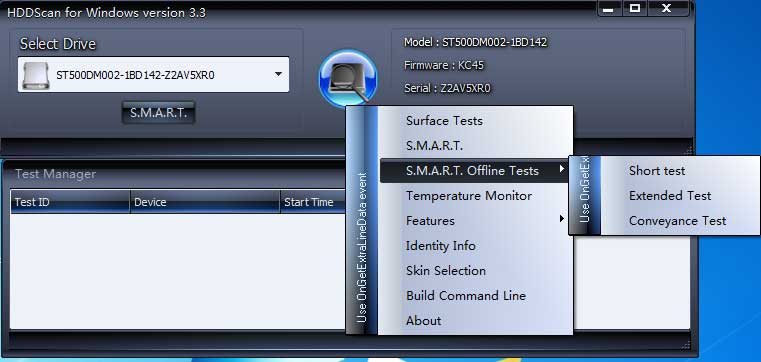 HDDScan interface screenshot
