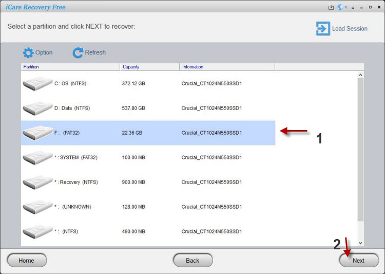 step2 to recover the data on the sd card