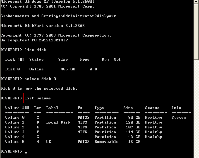 Diskpart Format USB FAT32 Bootable USB