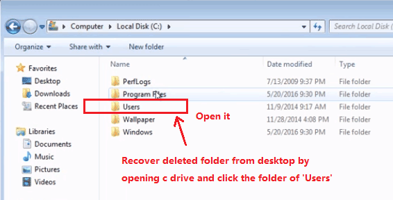 open c drive user folder