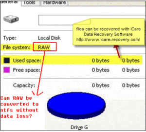 convert raw to ntfs