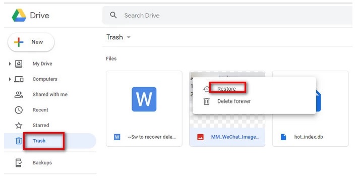 recover data from google drive