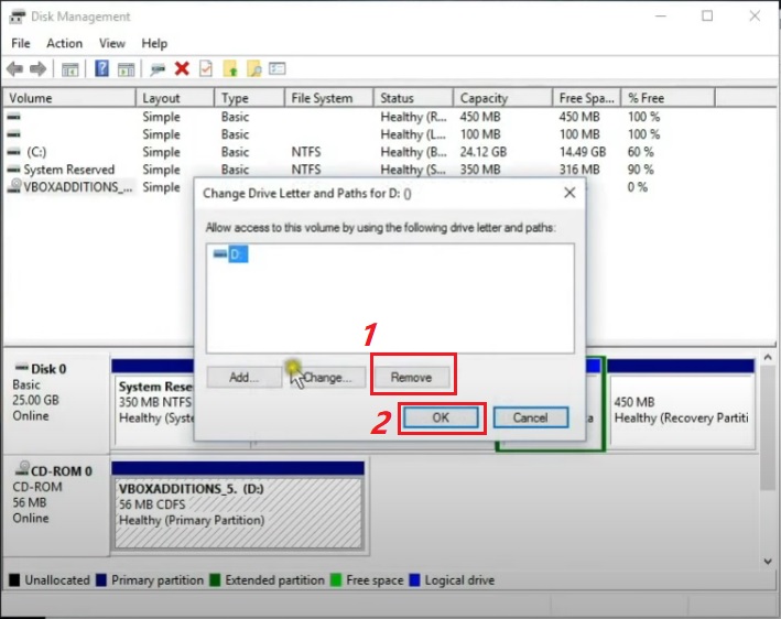remove drive in disk management
