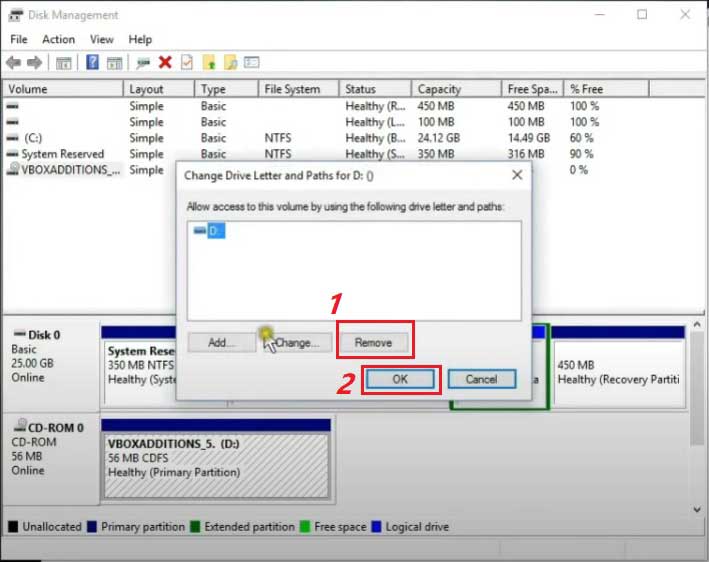 remove drive in disk management