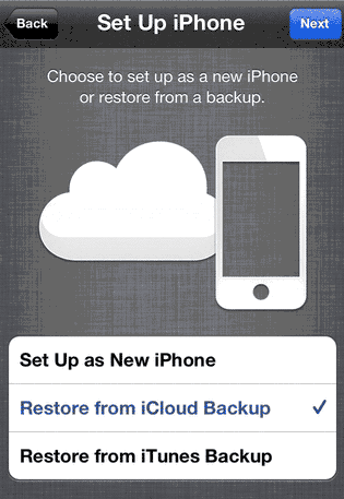 restore from icloud backup