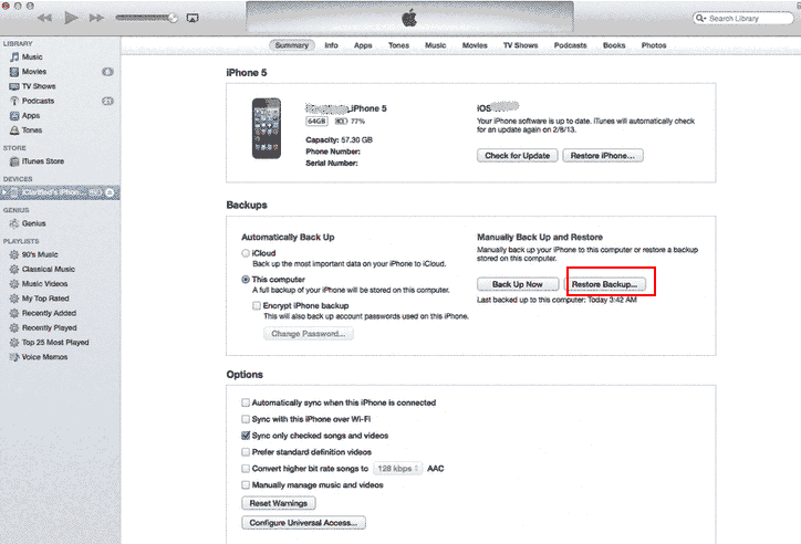 restore itunes backup to iphone