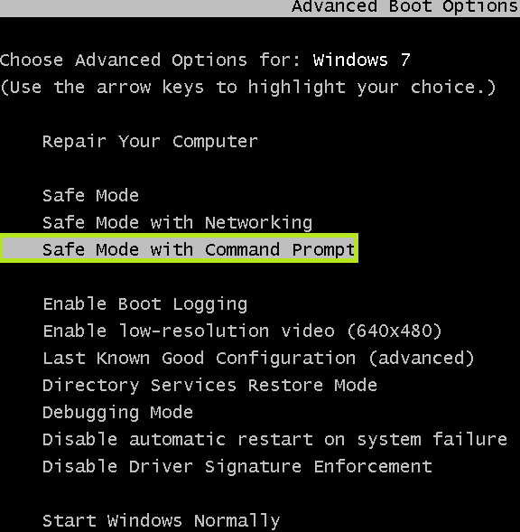 safe mode with cmd