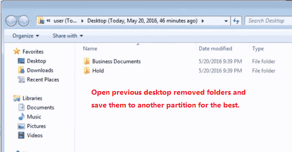 recover removed desktop folder