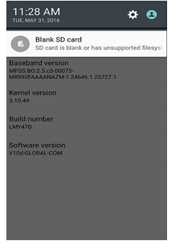 SD card shows blank or has unsupported file system