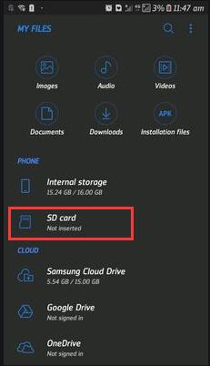 sd card not inserted samsung phone