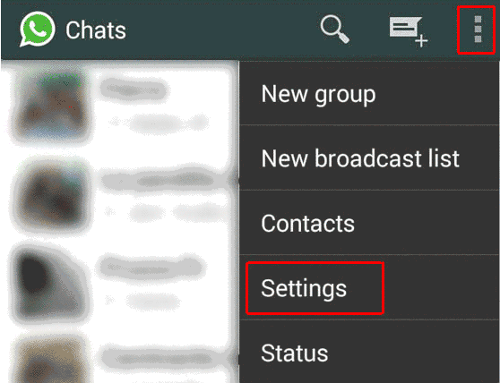 settings on whatsapp