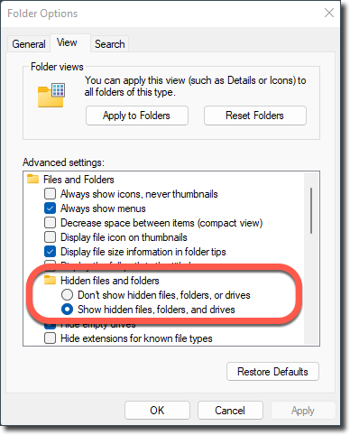 show hidden files from usb