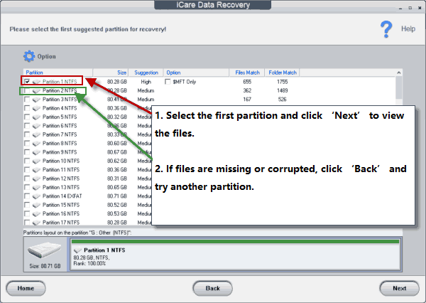 Check first partition