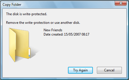 Disk write protected