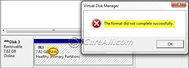 format raw hard disk failed