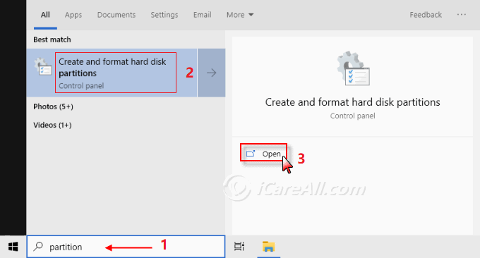 open disk management