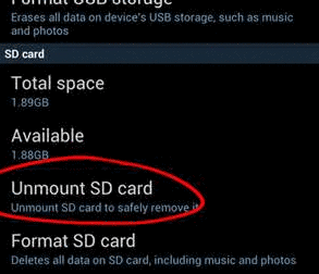 Unmount SD card