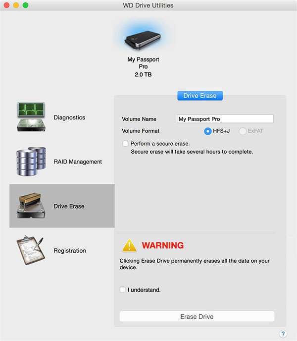 wd passport disk utility for mac